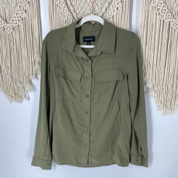 MINKPINK Southwestern Green Button Down Shirt Top - Picture 1 of 7